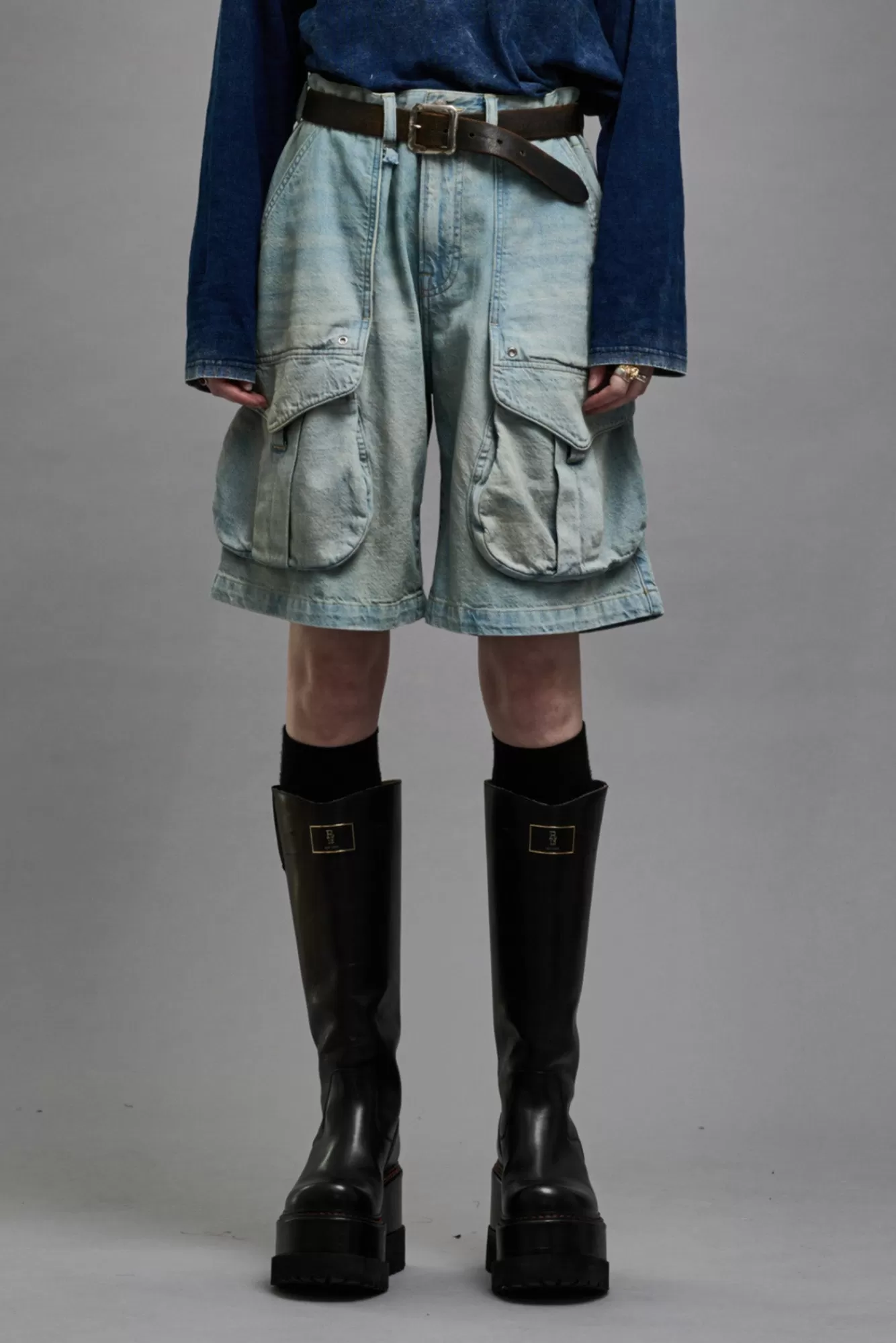 Shorts/Skirts<R13 MULTIPOCKET RELAXED SHORT - LENNON BLUE