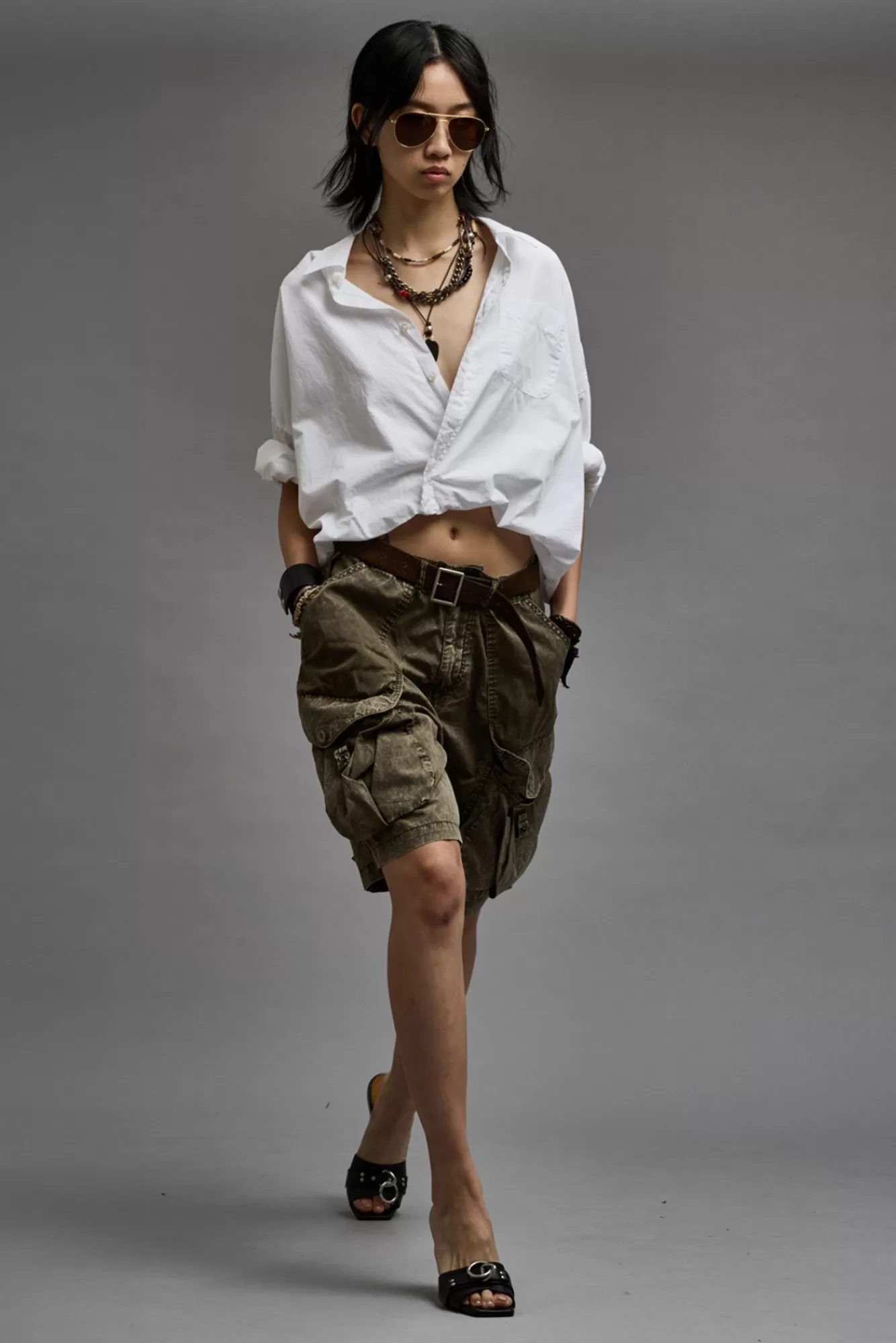 Pants & Shorts<R13 MULTIPOCKET RELAXED SHORT - OLIVE GARMENT DYE