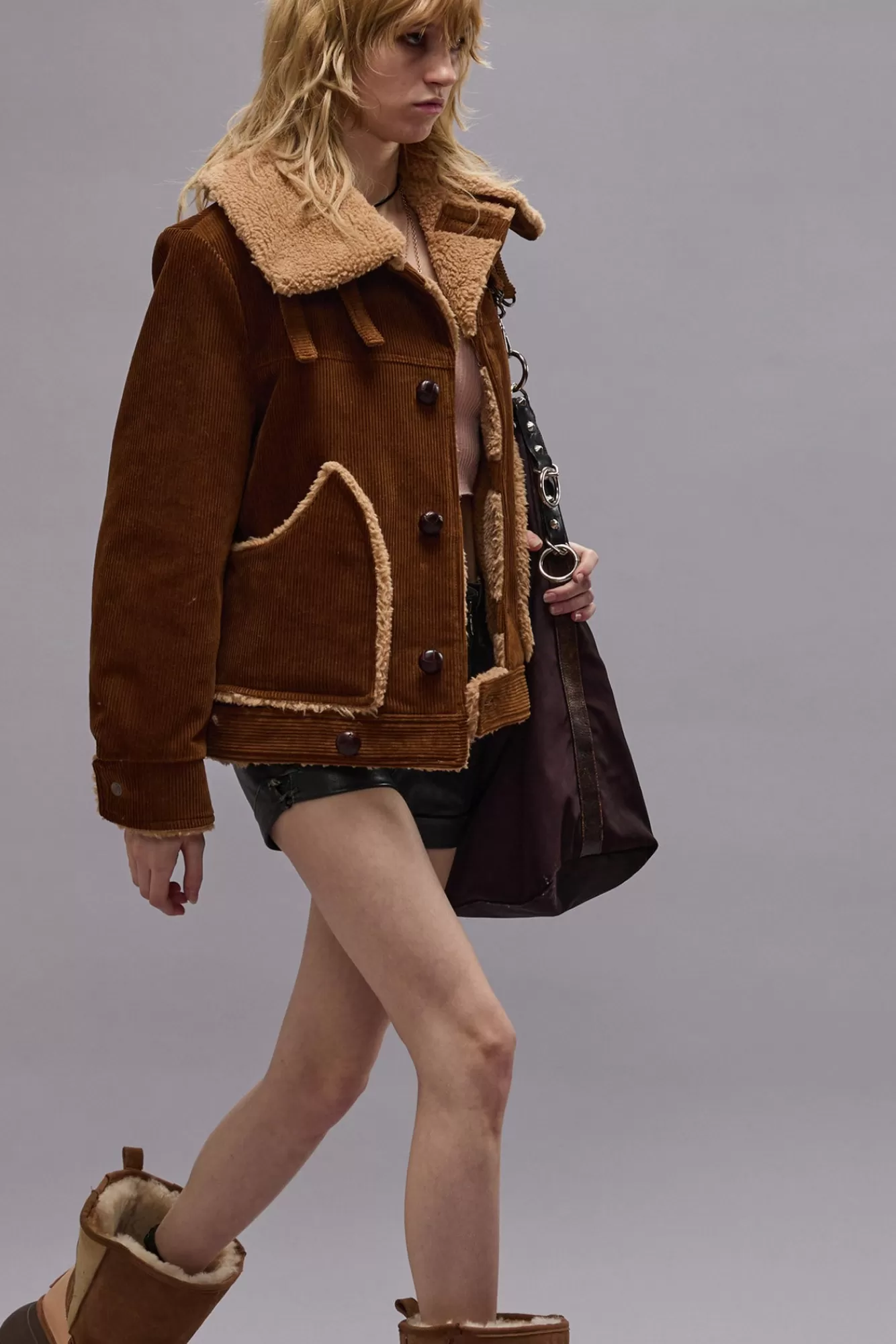 Jackets & Coats<R13 OVERSIZED COLLAR JACKET - BROWN CORDUROY